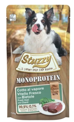 Stuzzy Monoprotein Vitello Fresco Con Bietole Cibo Umido Cani Adulti Bustina 150g
