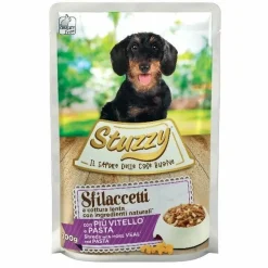 Stuzzy Sfilaccetti Con Vitello/Pasta Per Cani Adulti Bustina 100g