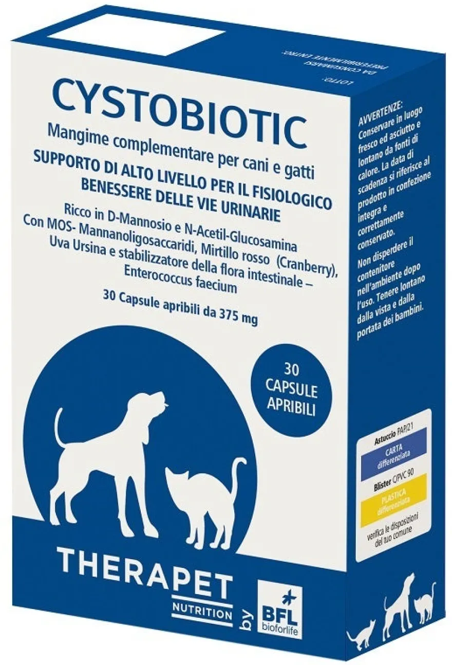 Therapet Cystobiotic Mangime Complementare Vie Urinarie Cani E Gatti 30 Capsule