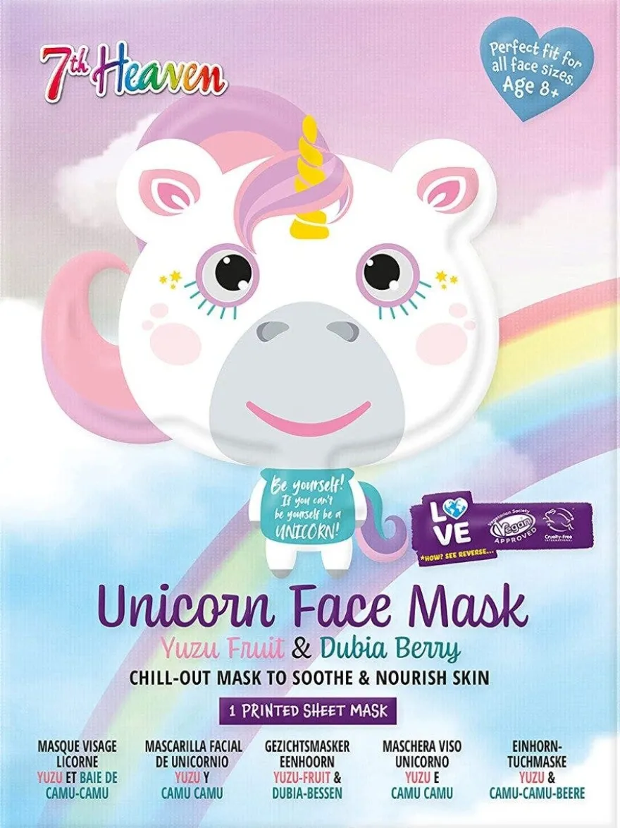 7th Heaven Maschera Viso Tessuto Stampa Unicorno Adulti/Bambini 8 Anni+