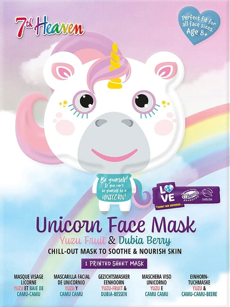 7th Heaven Maschera Viso Tessuto Stampa Unicorno Adulti/Bambini 8 Anni+