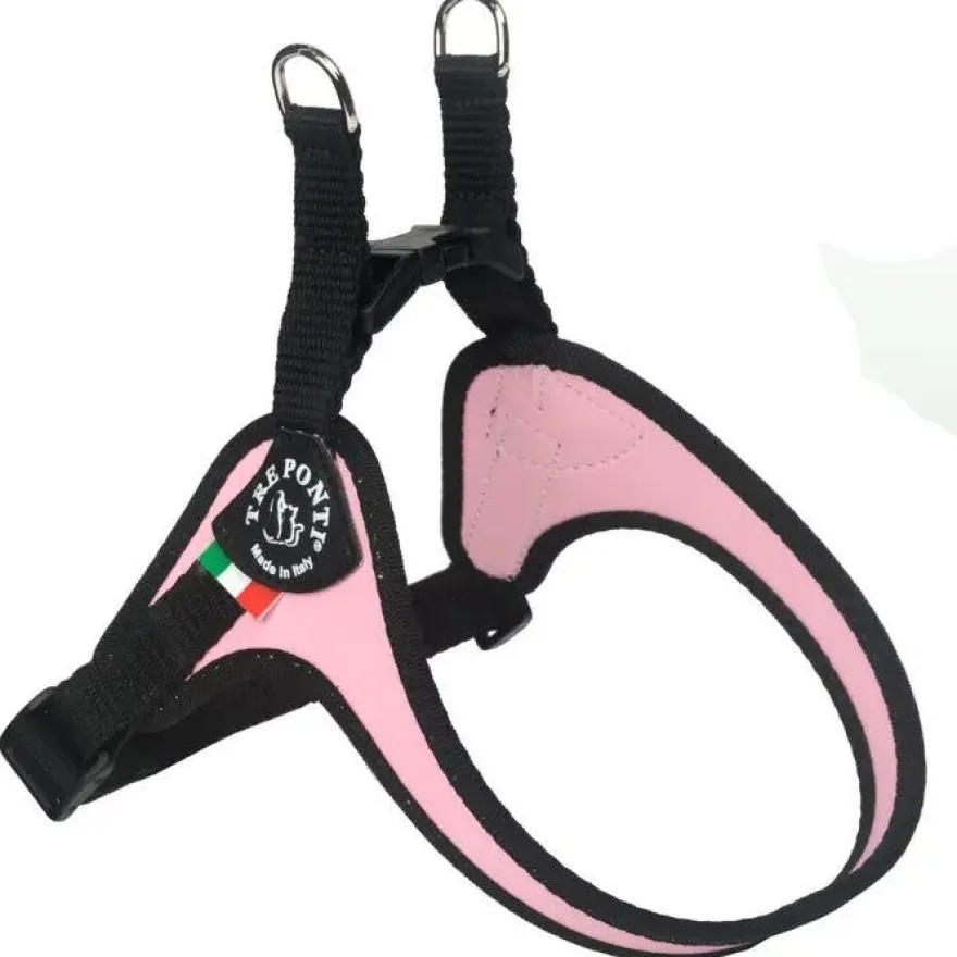 Tre Ponti Pettorina Easy Fit Con Sottopancia Regolabile Bordo Cannetè Rosa Per Cani 4/5kg Taglia 2