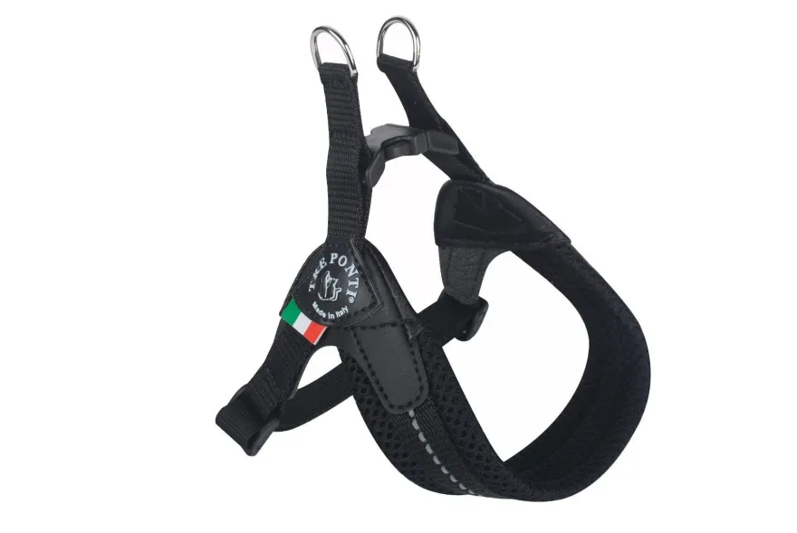 Tre Ponti Pettorina Easy Fit Con Sottopancia Regolabile In Rete Nero Per Cani 4/5kg Taglia 2