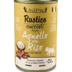 Unipro Rustico Cibo Umido Agnello E Riso Per Cani Cuccioli Barattolo 400g