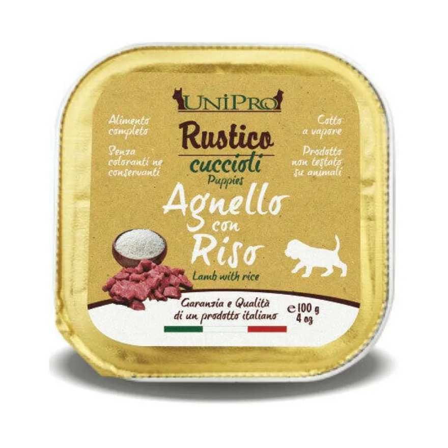 Unipro Rustico Cibo Umido Agnello E Riso Per Cani Cuccioli Vaschetta 100g