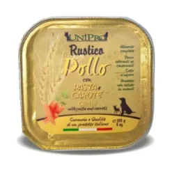 Unipro Rustico Cibo Umido Pollo Con Pasta E Carote Per Cani Vaschetta 100g