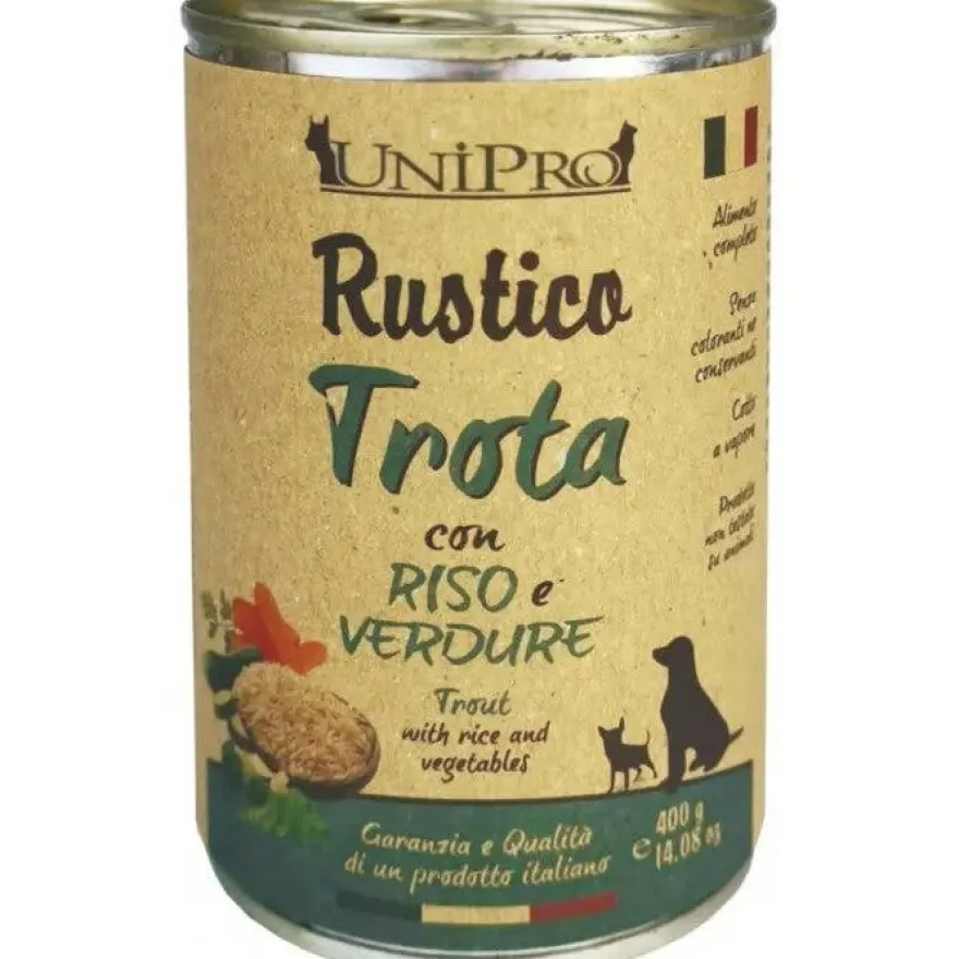 Unipro Rustico Cibo Umido Trota E Riso E Verdure Per Cani Barattolo 400g