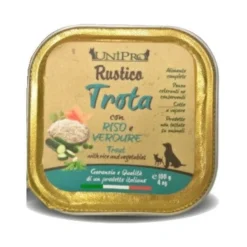 Unipro Rustico Cibo Umido Trota E Riso E Verdure Per Cani Vaschetta 100g