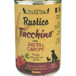 Unipro Rustico Tacchino Pasta Integrale Carote Cibo Cane Adulto Barattolo 400g
