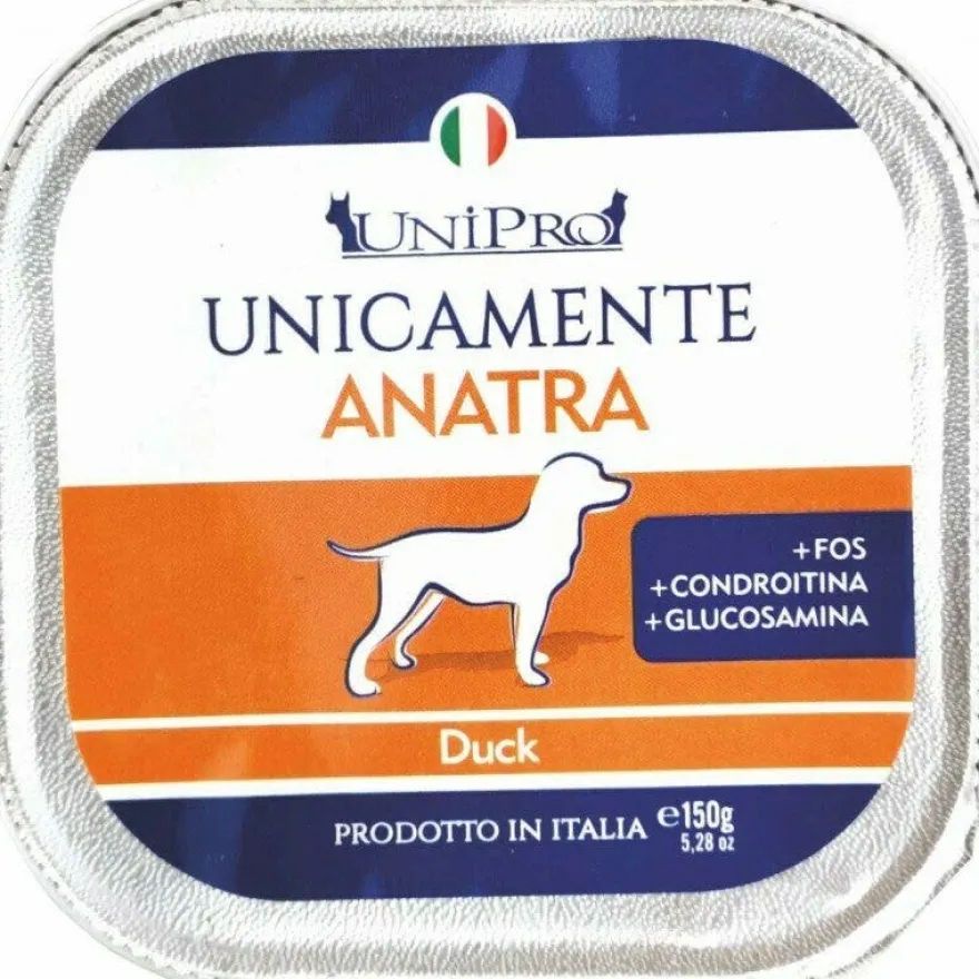 Unipro Unicamente Anatra Cibo Umido Cani Adulti Vaschetta 150g