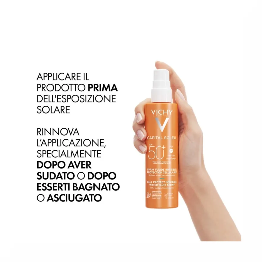 Vichy Capital Soleil Cell Protect Fluido Ultra Leggero Spray Protezione Alta SPF50 200ml